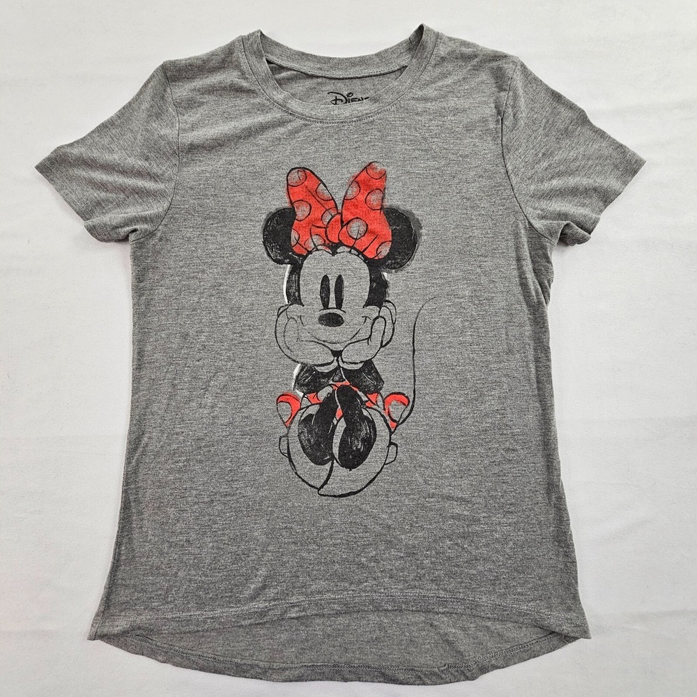 Minnie Mouse Disney Gray Short Sleeve Polyester Rayon T-Shirt Women's XS
